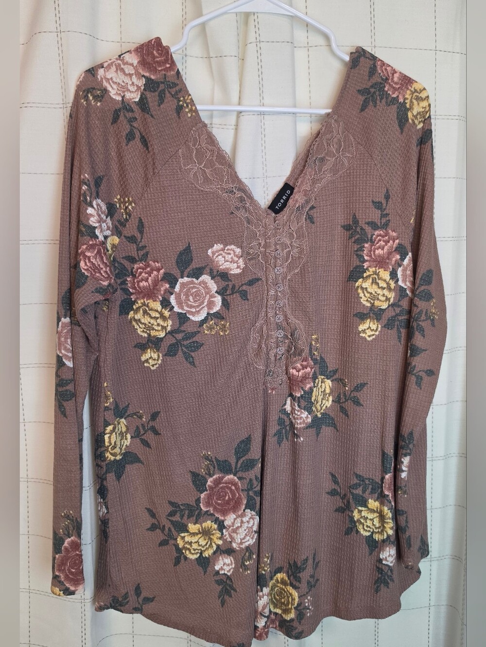 Torrid Waffle Knit Floral Top